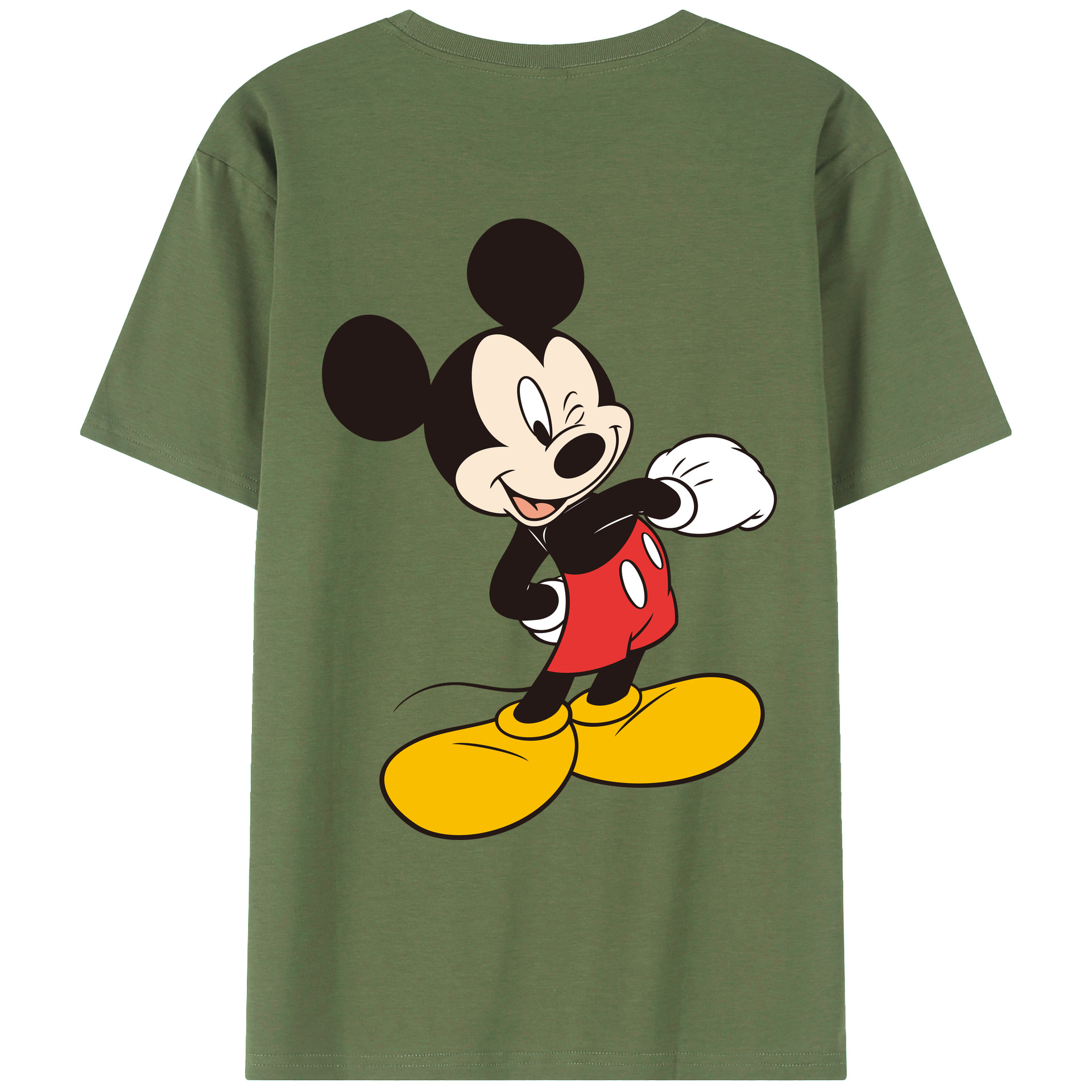 ミッキーマウス Mickey Mouse 綿100％ メンズ半袖Tシャツ（バックプリント） 通気性